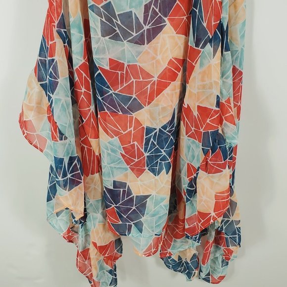 BCBG Asymmetrical Ruffled Sheer Kimono Halter Top (No Sleeve Openings) Sz XS - Picture 12 of 15